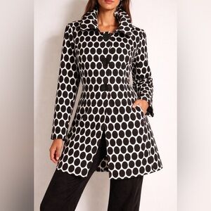 Peter Nygard Black and White Polka Dot Trench Coat